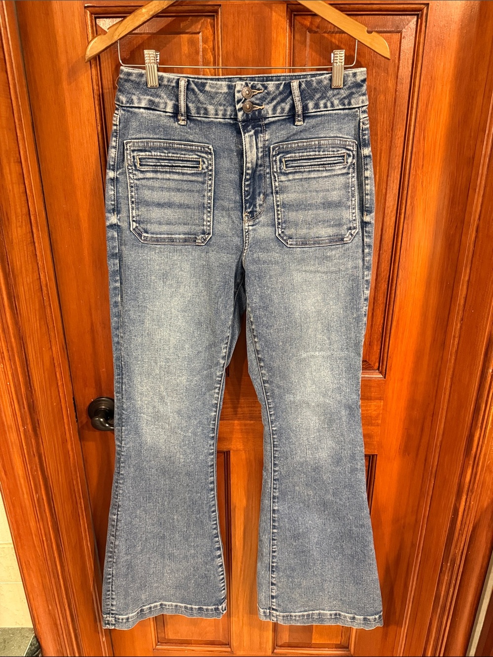 American Eagle High-Rise Stretch Flare Jeans - Light Blue
